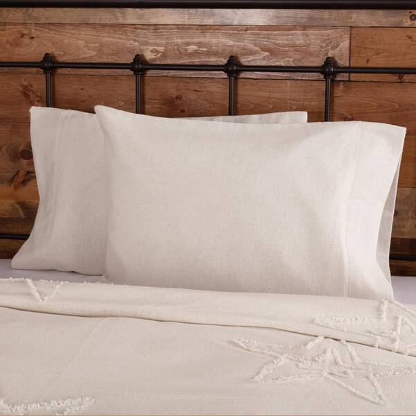 VHC BRANDS Burlap Antique White Farmhouse Cotton Standard Pillowcase Set of 2 51812 The Home Depot