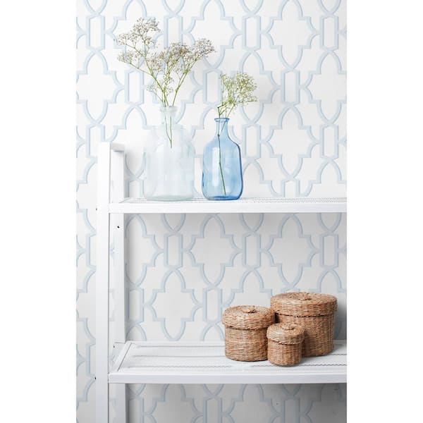 Luxe Haven Hampton Blue Coastal Lattice Peel and Stick Wallpaper (Covers 40.5 sq. ft.)