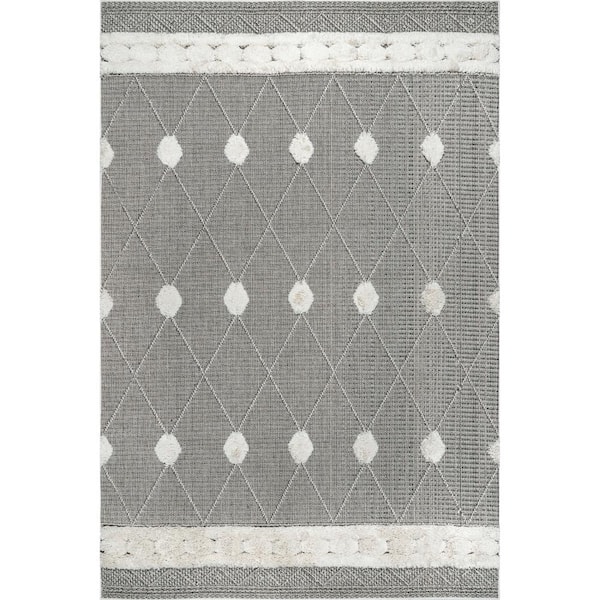 nuLOOM Paola High Low Textured Shaggy Diamond Dotted Gray 8 ft. 10 in. x 12 ft. Area Rug
