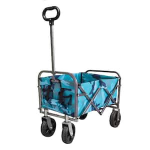 1.5 cu. ft. Steel Wagon Cart Collapsible Cart Portable Foldable Outdoor Utility Garden Cart Max Capacity 150 lbs. Blue
