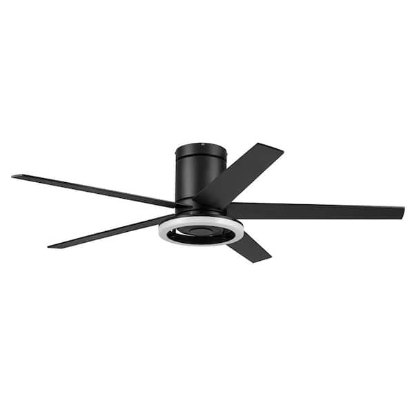 Honeywell Graceshire, 52" Indoor/Outdoor Black Ceiling Fan with Ring Light, Remote Control, Dual Finish Blades, Reversible Motor