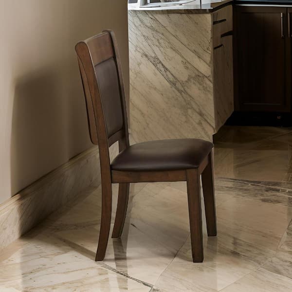Benjara Brown Fabric Side Chair with Flared Backrest and Padded Seat (Set of 2)