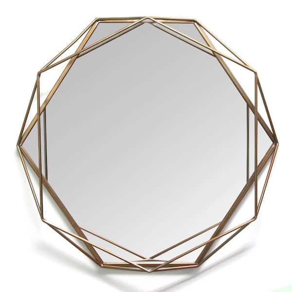 Stratton Home Decor Medium Round Gold Contemporary Mirror (31.5 in. H x 29.53 in. W)