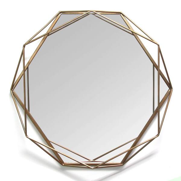 Stratton Home Decor Medium Round Gold Contemporary Mirror 31 5 In H X 29 53 In W S The Home Depot