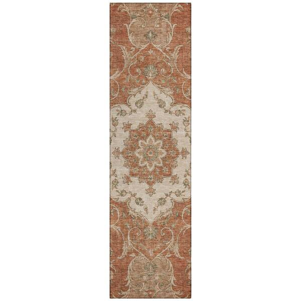 Chantille Machine Washable Indoor/Outdoor Abstract ACN3080 Paprika 2 ft. x 7 ft. Runner Rug