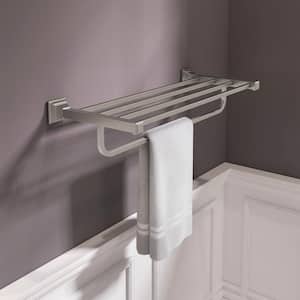 TS Series 24 in. Wall Mounted Towel Shelf with Single Towel Bar in Brushed Nickel