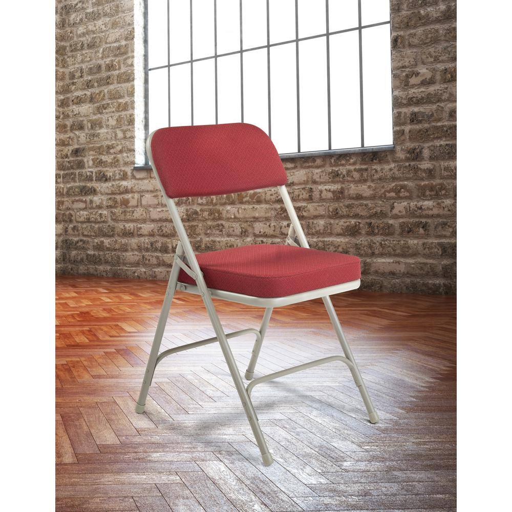 New Burgundy Armless Fabric and Vinyl Reception Chair with Metal Frame