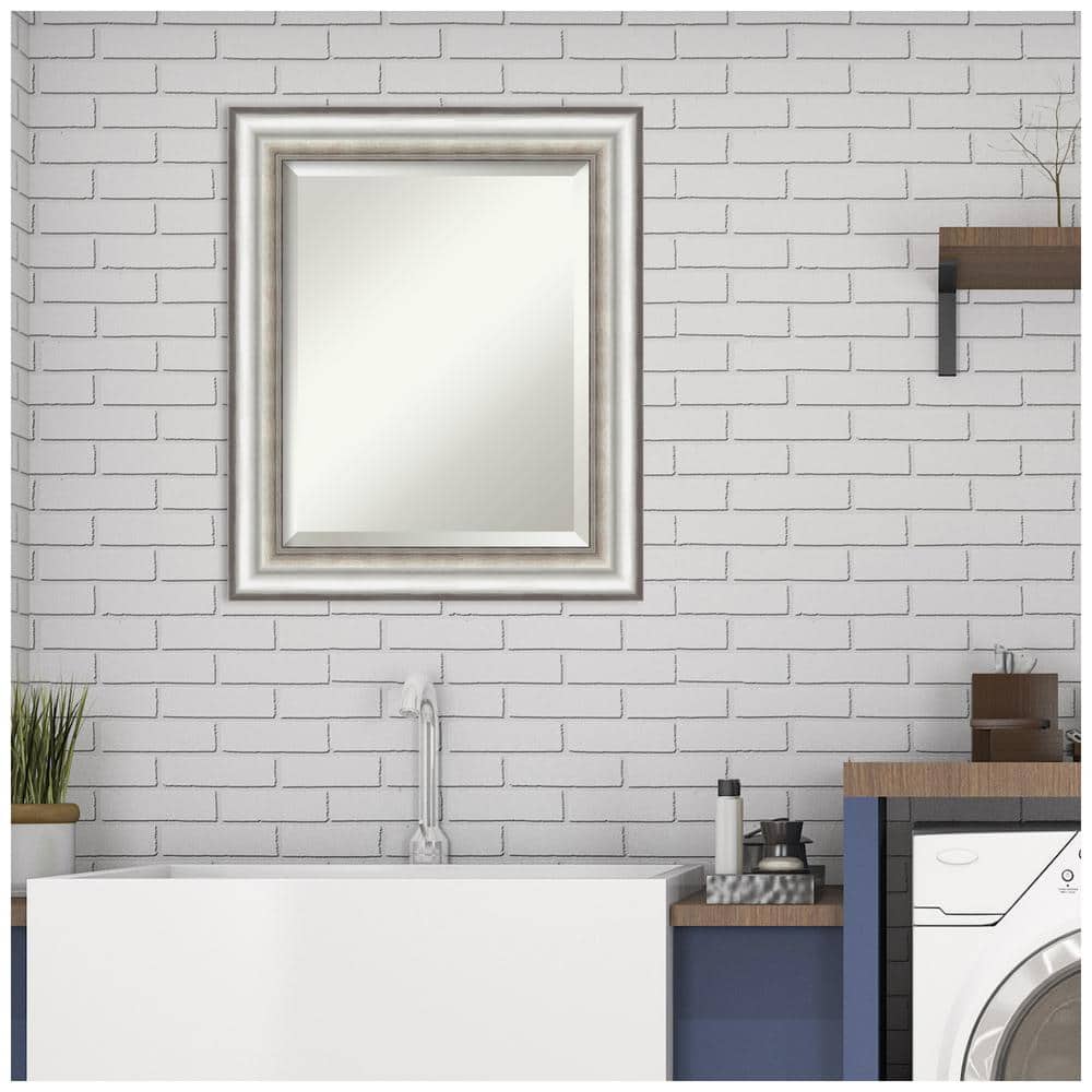 Rectangular Silver Beveled Bathroom Vanity Wall Mirror