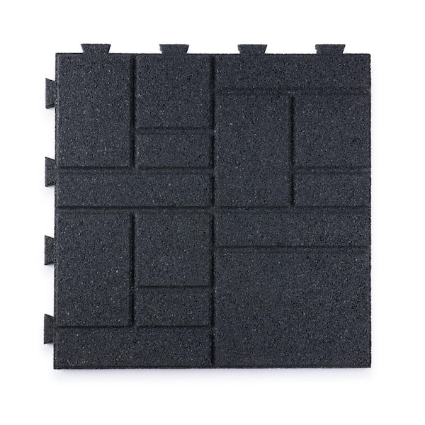 16 in. x 16 in. x 5/8 in. Gray Square Scape SmartLoc Rubber Paver (75-Pack)