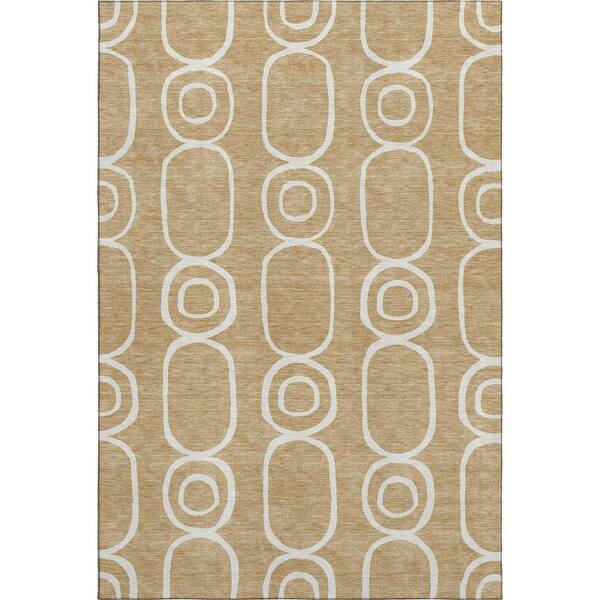 Mayfield Premium Machine Washable Abstract AMF2344 Gold 5 ft. x 7 ft. 6 in. Area Rug