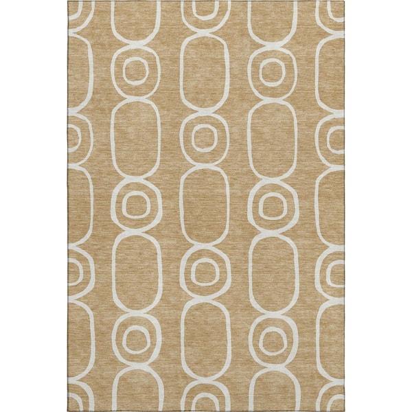 Mayfield Premium Machine Washable Abstract AMF2344 Gold 9 ft. x 12 ft. Area Rug