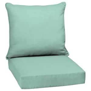 24 in. x 24 in. 2-Piece Deep Seating Outdoor Lounge Chair Cushion in Aqua Leala