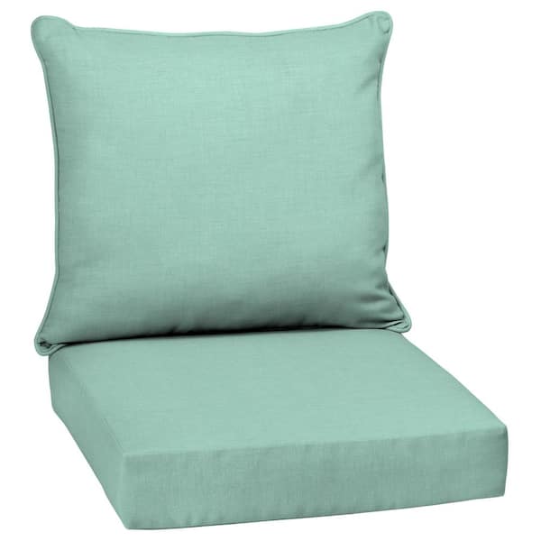 ARDEN SELECTIONS 24 in. x 24 in. 2-Piece Deep Seating Outdoor Lounge Chair Cushion in Aqua Leala