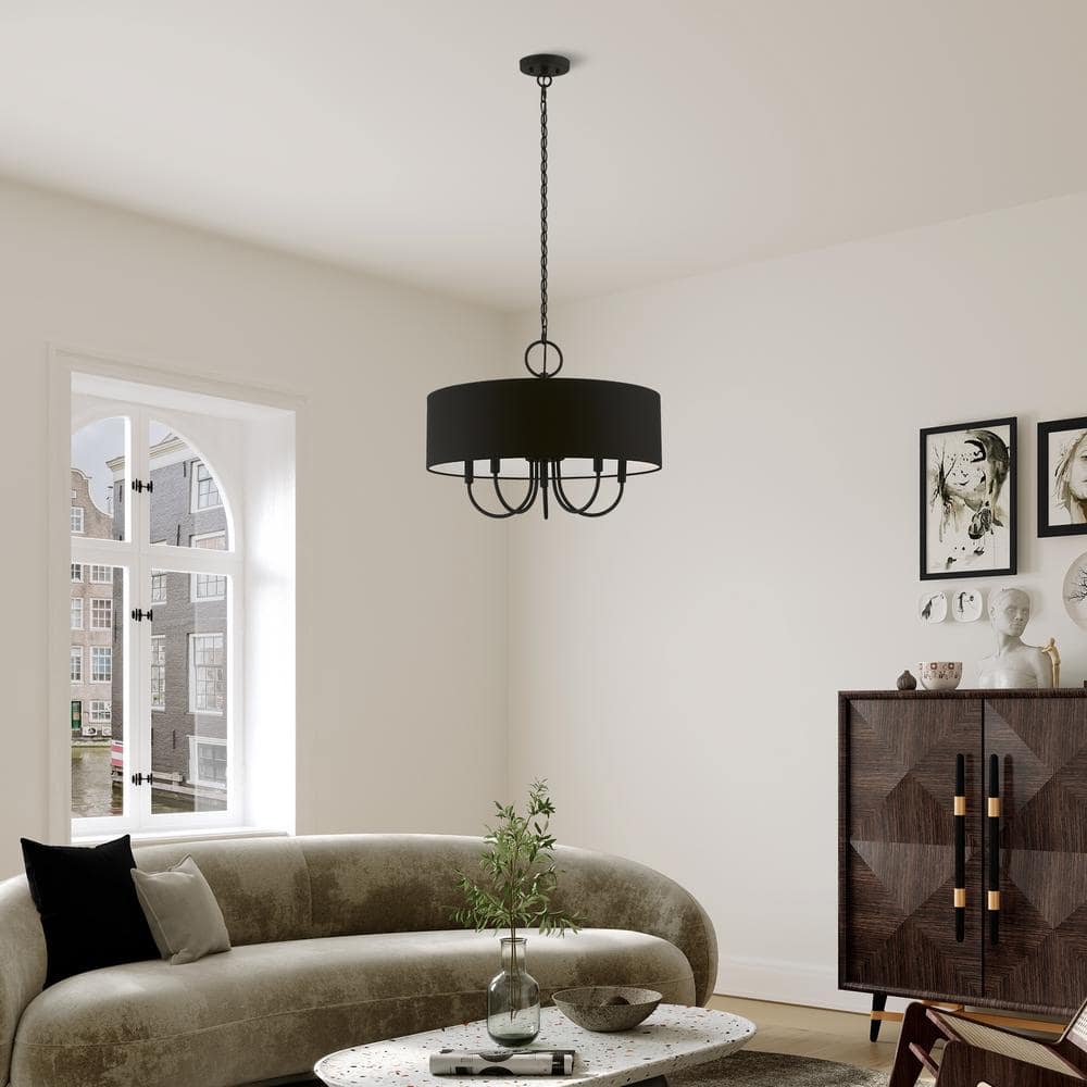 Bainbridge Mini Drum 5-Light Black Pendant Chandelier