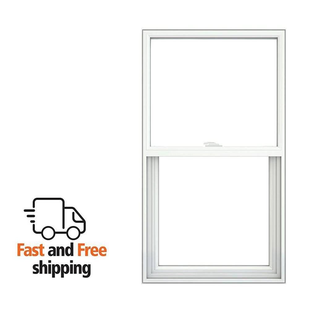 JELD-WEN V-2500 Series 27.75 in. x 61.5 in. Single Hung Vinyl Low-E ...