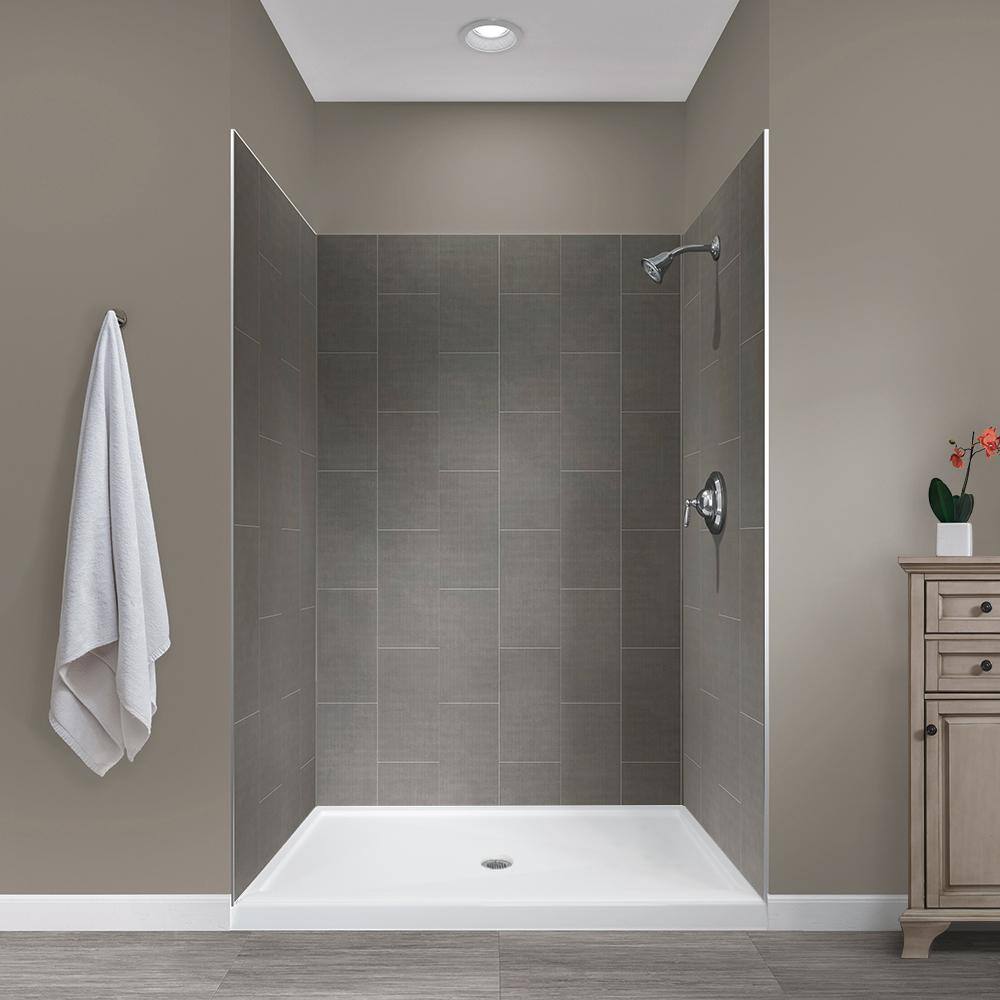 JETCOAT 34 in. x 48 in. x 78 in. Shower Kit in Quarry with Center Drain Base in White (5-Piece) price history on PriceWatchPro