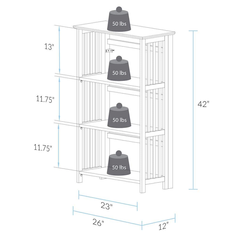 Soho Natural Brown 4-Shelf Solid Wood Folding Bookcase