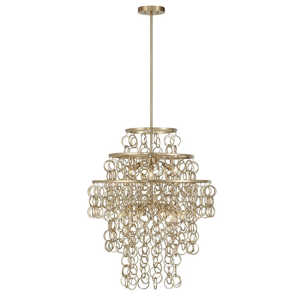 Sententas by Breegan Jane 28 in. W x 34 in. H 9-Light Noble Brass Pendant Light with Metal Ring Accents price history on PriceWatchPro