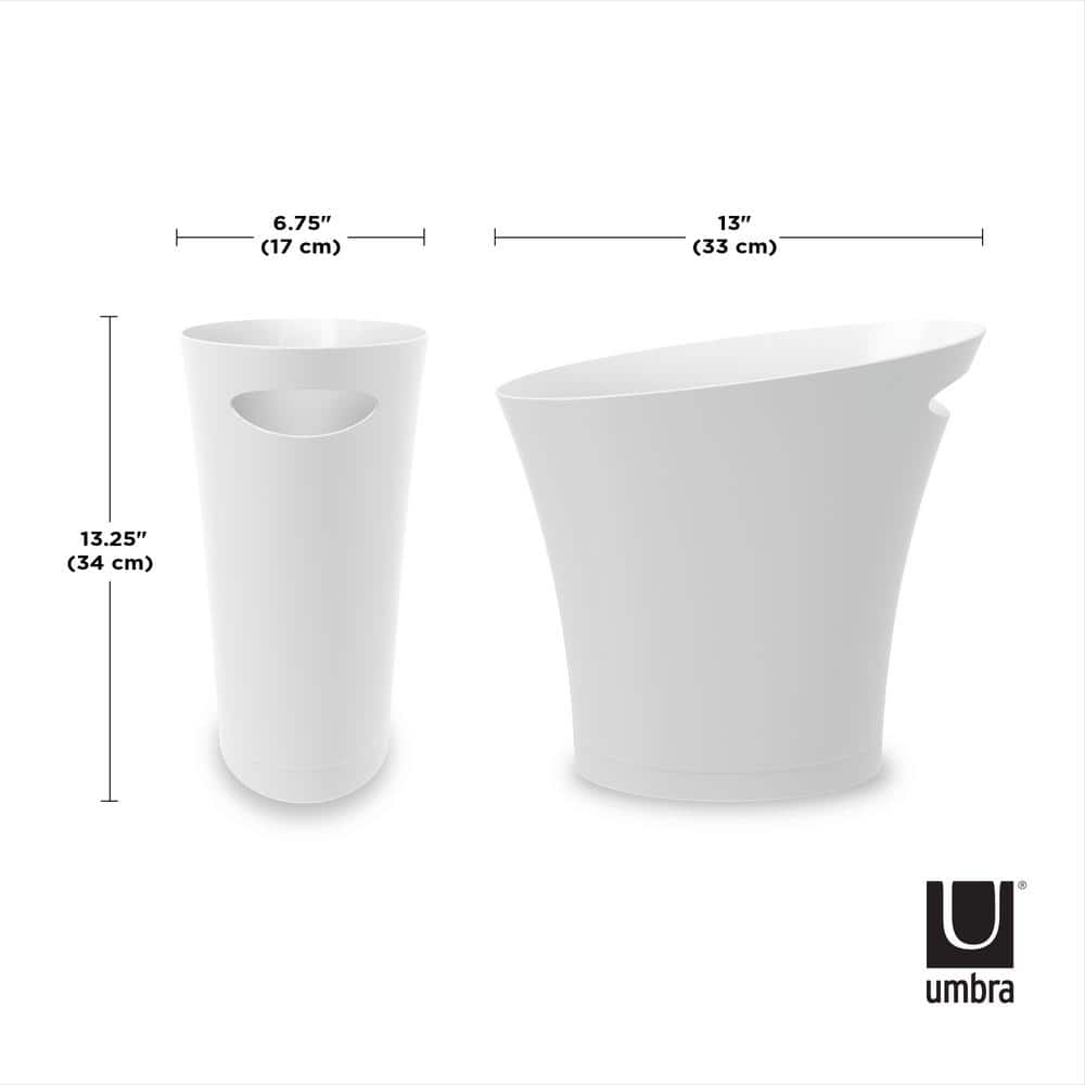 Slim Metallic White Plastic Office Waste Basket