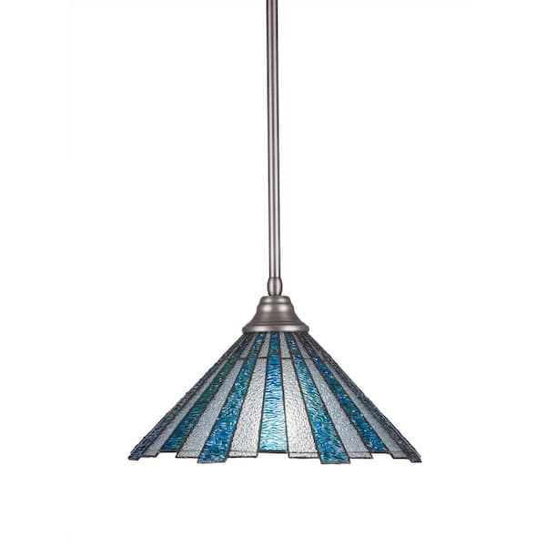 Unbranded Sparta 100-Watt 1-Light Brushed Nickel Bowl Mini Pendant Light with Glass Shade