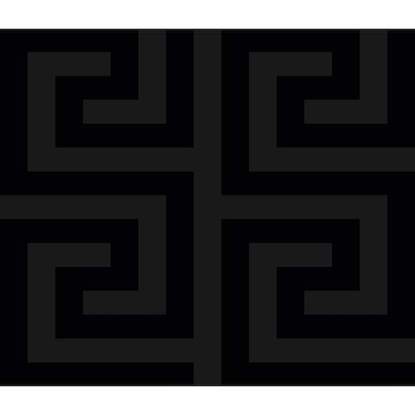 57.5 sq. ft. Metallic Carbon Forte Greek Key Unpasted Nonwoven Paper Wallpaper Roll