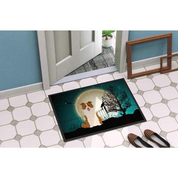 Details about   18 In Indoor/Outdoor Halloween Scary Border Collie Red White Door Mat X 27 In 