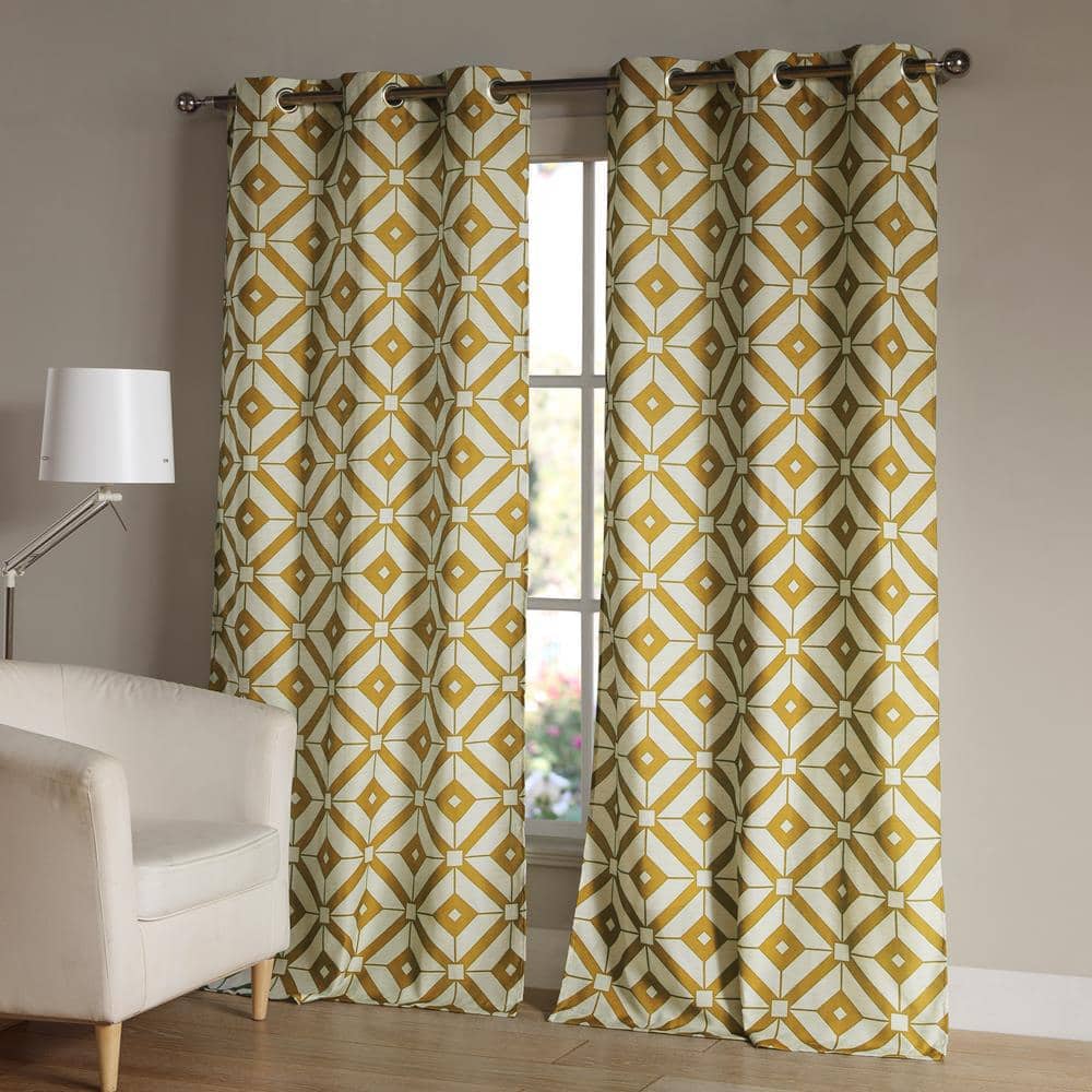 Mckenna 38 in. W x 84 in. L Polyester Window Panel in Mustard