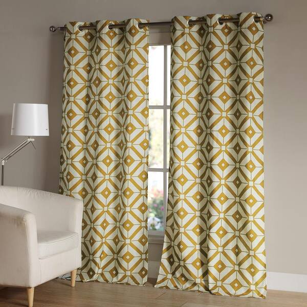 Duck River Mckenna 38 in. W x 84 in. L Polyester Window Panel in Mustard