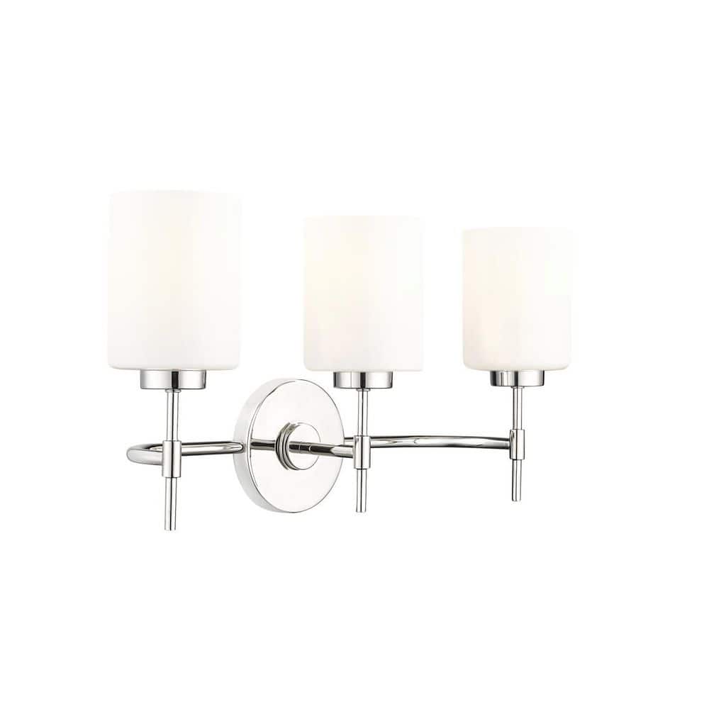 Keylee 22 in. 3-Light Polished Nickel Vanity Light with Glossy Opal White Glass Shades price history on PriceWatchPro