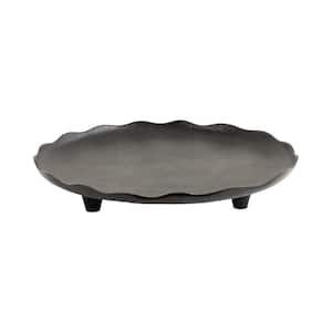 Alessia Black Round Metal 16 in. Decorative Tray