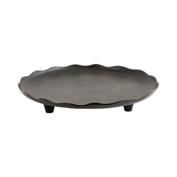 Kate and Laurel Alessia Black Round Metal 16 in. Decorative Tray