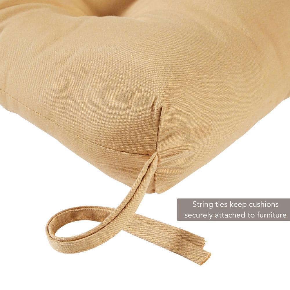Wheat Sunbrella Fabric Outdoor Bench Cushion with Ties