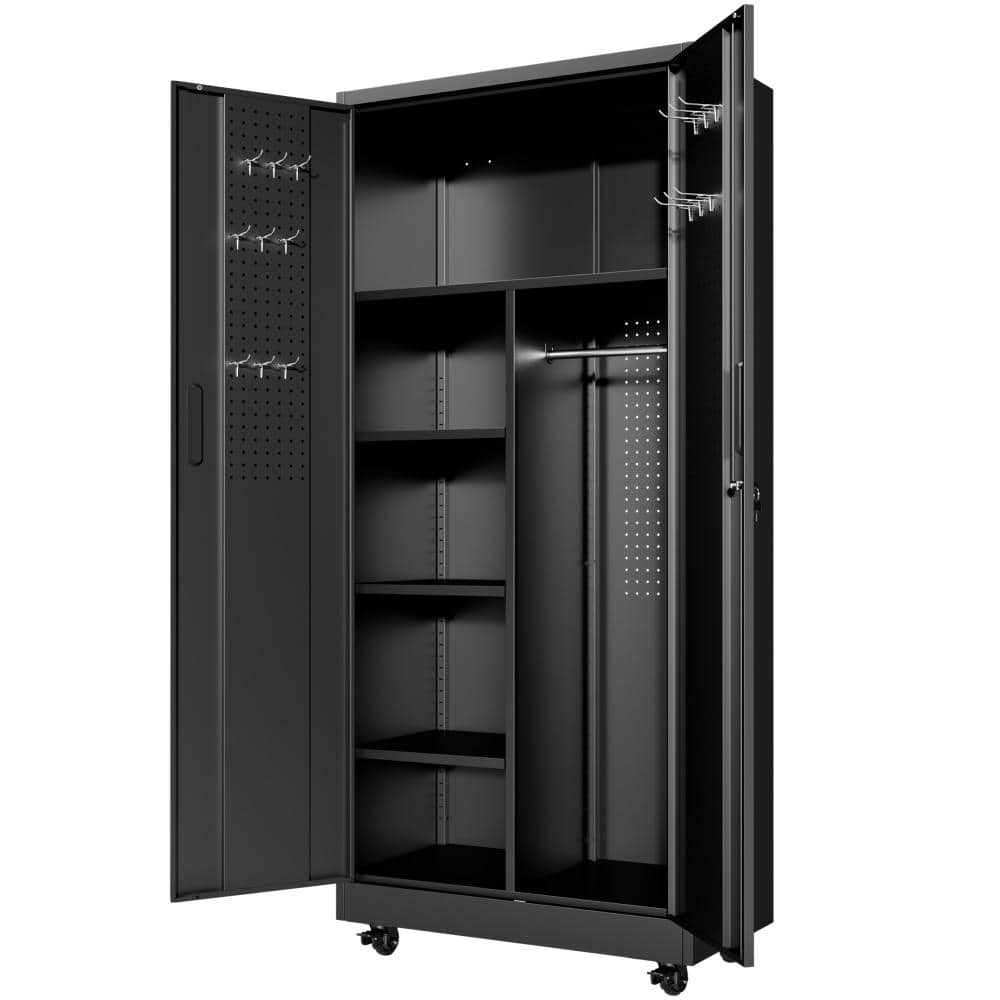 Black 71 in H Steel Storage Cabinet with Lockable Doors Freestanding Wardrobe for Home, Office, School price history on PriceWatchPro