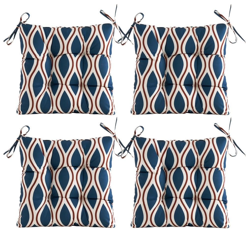 ARTPLAN Outdoor Seat Cushions, Set of 4, Patio Seat Chair Cushions 19"x19"x4" with Ties, for