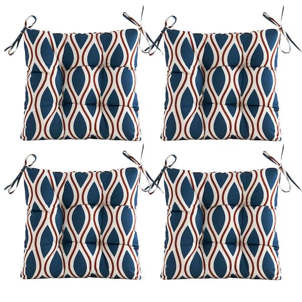 ARTPLAN Outdoor Seat Cushions, Set of 4, Patio Seat Chair Cushions 19"x19"x4" with Ties, for Outdoor Dinning chair, Floar