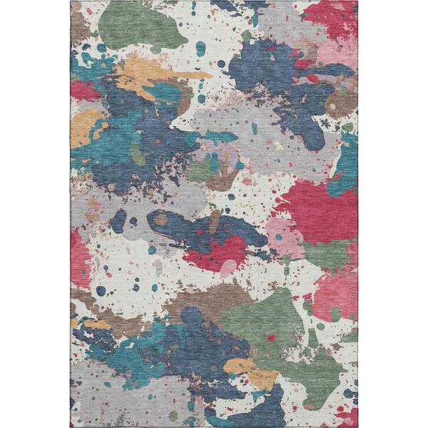 Mayfield Premium Machine Washable Abstract AMF2217 Ivory 3 ft. x 5 ft. Area Rug