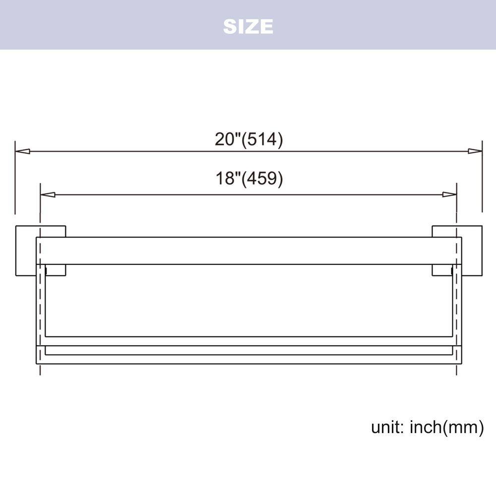 Matte Black 20 Inch Wall Mounted Double Towel Rack