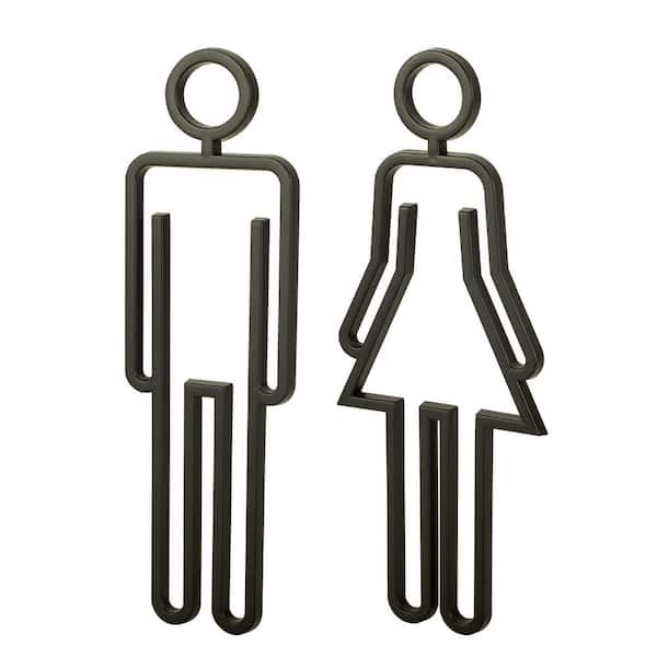 Acrylic Adhesive Backed Black Bathroom Door Sign ABS Plastic Restroom Signage for Men and Women Waterproof