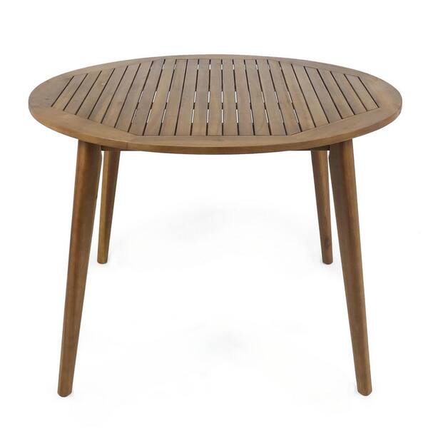 Angel Sar 47.25 in. L x 47.25 in. W x 30 in. H Teak Round Acacia Wood Outdoor Dining Table