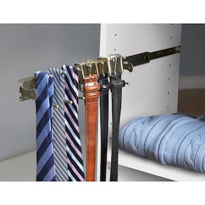 Style+ 14 Hook Satin Nickel Sliding Tie and Belt Rack