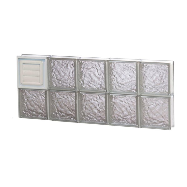 Clearly Secure 28.75 in. x 11.5 in. x 3.125 in. Frameless Ice Pattern Glass Block Window with Dryer Vent