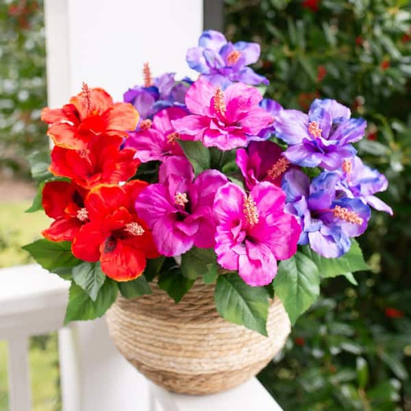 4 Pack Artificial Hibiscus Mix Color Family UV Resistant Waterproof Outdoor  Indoor Tropical Plant Flowers 59C1124D1584 - The Home Depot