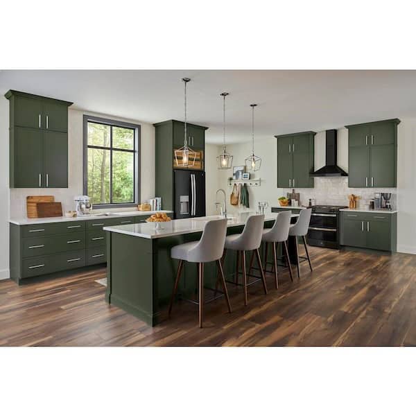 Leyton 32 in. W x 32 in. D x 34.5 in. H Ready to Assemble Plywood Slim Shaker Lazy Susan Corner Cabinet in Fern Green
