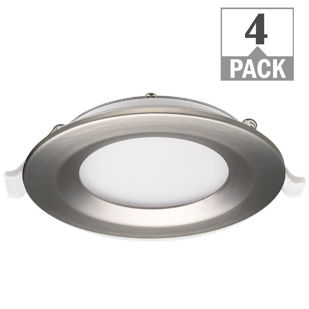 4 in. Adjustable CCT Integrated LED Canless Recessed Light Brushed Nickel T