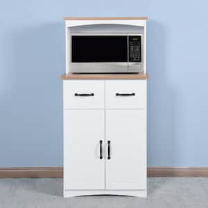 23.62 in. x 15.75 in. x 49.41 in. 4-Layer White MDF Ready to Assemble Kitchen Cabinet w/Microwave Cabinet and 2-Drawers