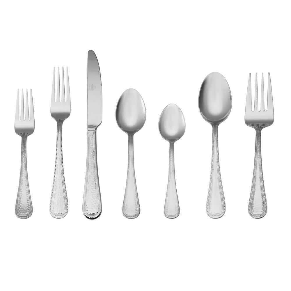 RiverRidge Home Beaded 46 Piece Monogrammed Flatware Set, Letter A