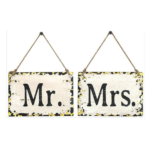 Unbranded 4 in. H x 6 in. W " Mr. and Mrs." Wall Art (Set of 2)