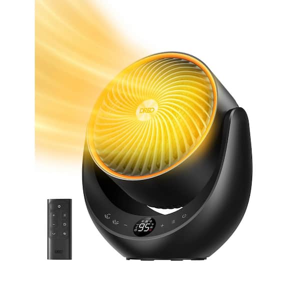 1500W 13.09 in. Portable 3D Osc Ceramic Convection Electric Space Table Heater, w/Remote, 3-Modes, for Bedroom in Black