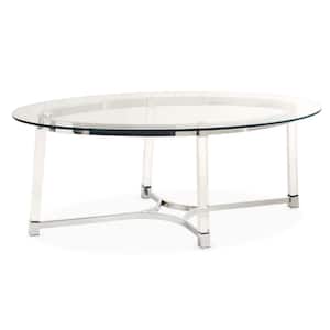 Sophia 52 in. Clear Large Oval Glass Coffee Table