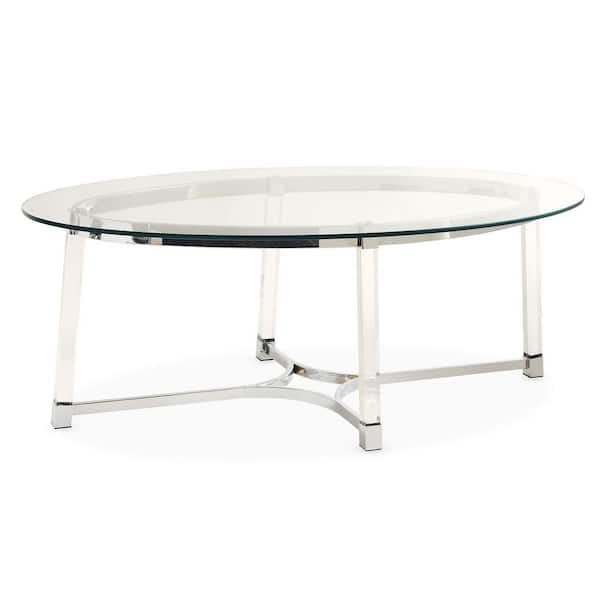 Picket House Furnishings Sophia 52 in. Clear Oval Glass Top Coffee Table